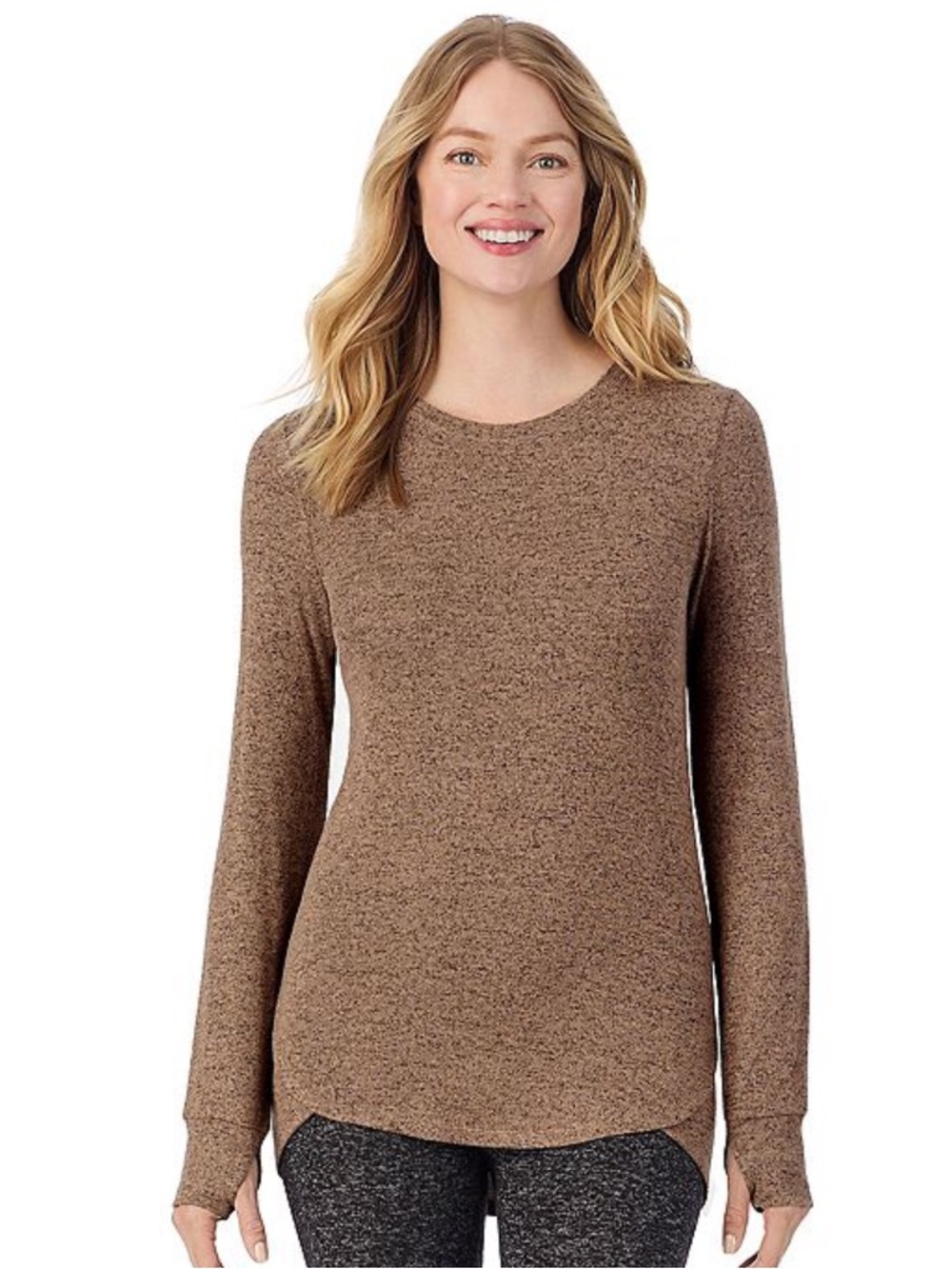 NWT Women’s Large Taupe Cuddl Duds Soft Knit Warm Layers Top